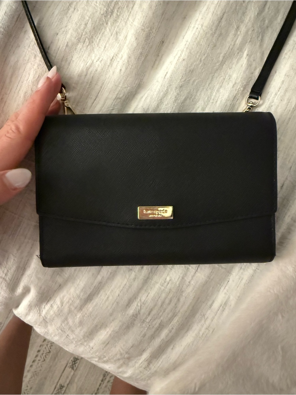 kate spade Black Crossbody Bag with Gold Plaque - Picture 2 of 4